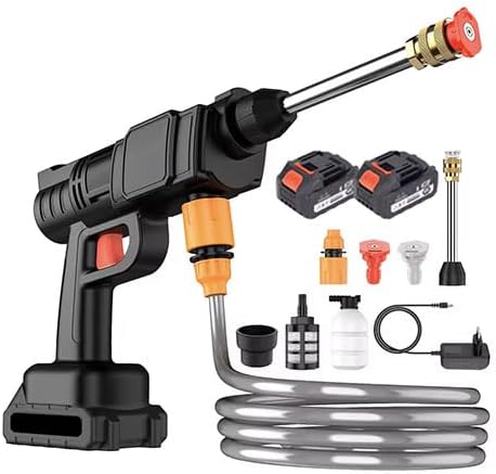 Idropulitrice a batteria 48V Alta Pressione 30Bar Portatile Senza Fili 6 Getti Regolabili 8000mAh, Idropulitrice alta pressione Tubo 3mt e comoda valigetta