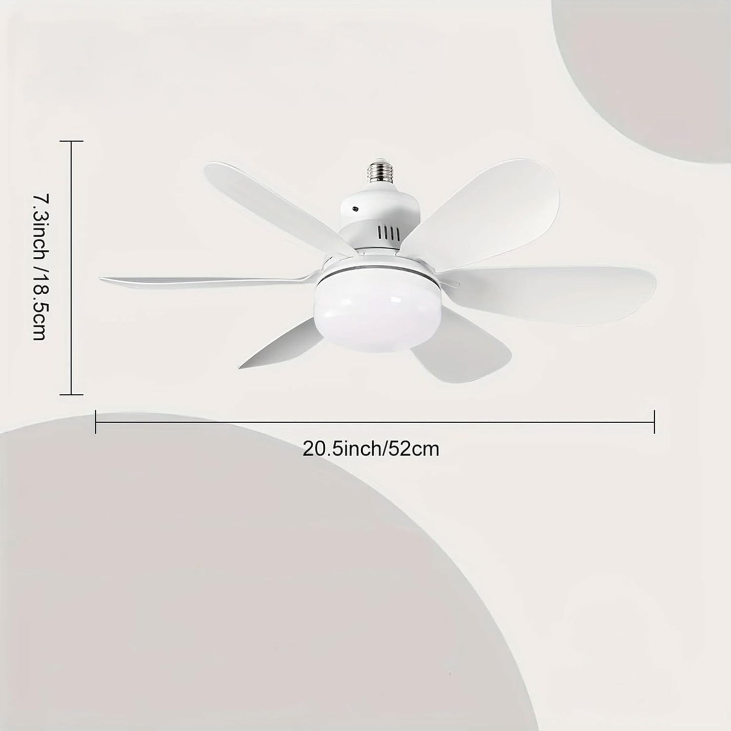 2 PEZZI ventilatore da soffitto con luce, ventilatore da soffitto con attacco lampadina E27 e telecomando, lampadina a ventilatore con 3 tonalità di colore