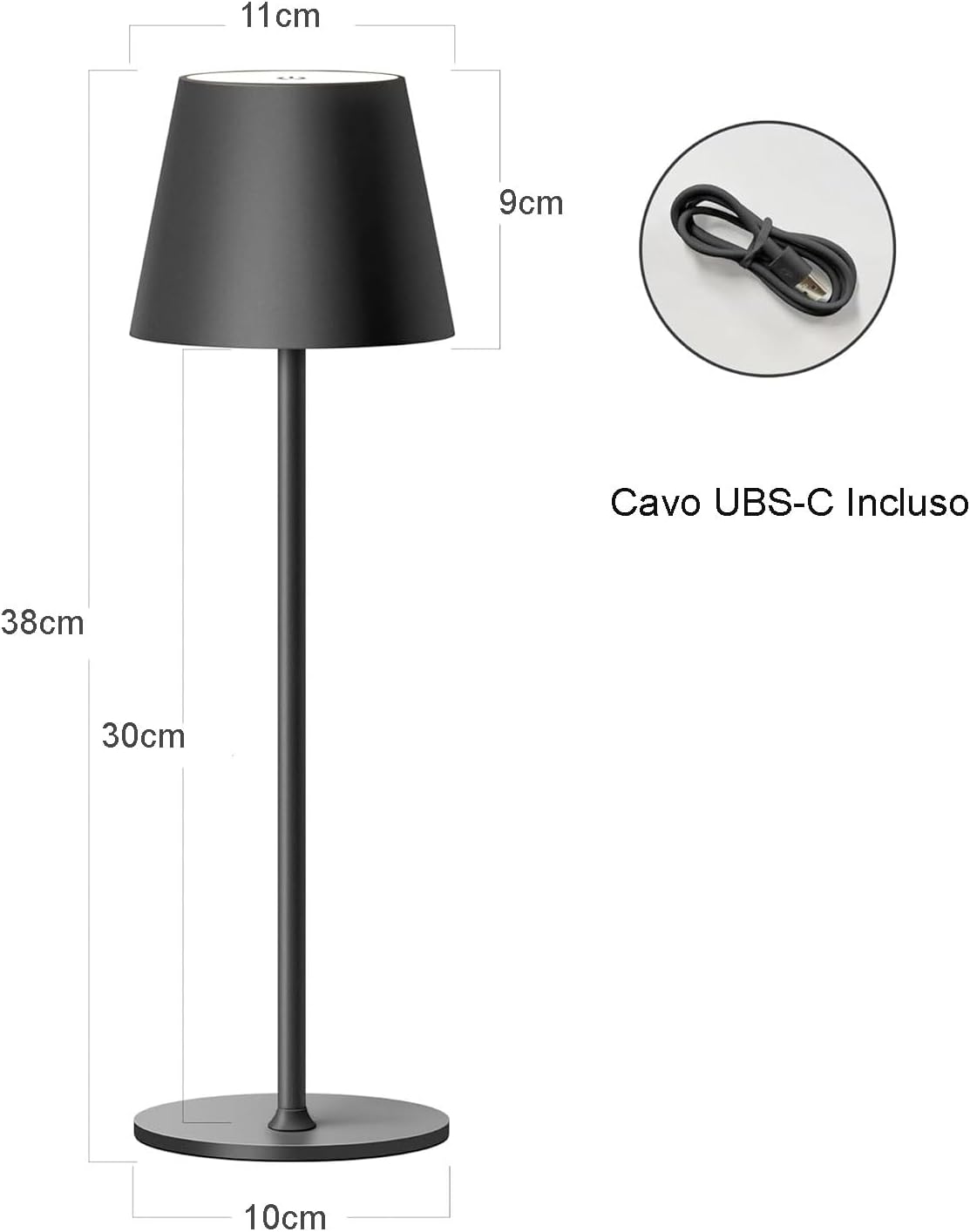 2 PEZZI LAMPADA DA TAVOLO SENZA FILI RICARICABILE, LAMPADA DA TAVOLO LED DIMMERABILE E CON 3 TONALITà DI LUCE, DIMMERABILE 3000-65000K ED IMPERMEABILE IP54