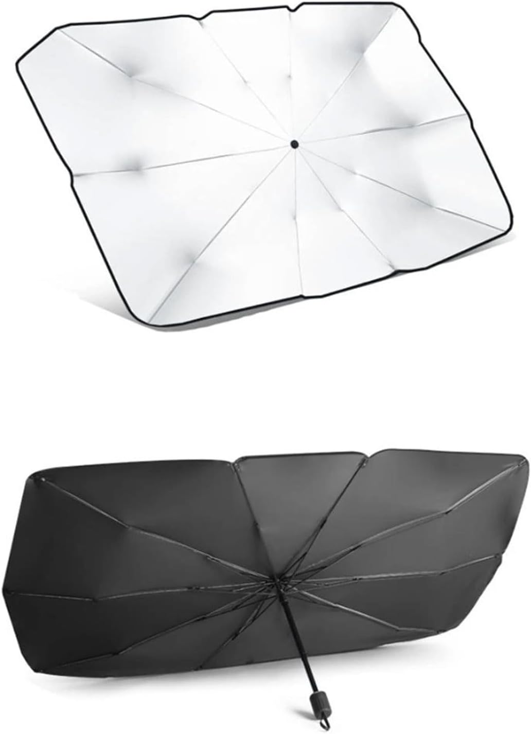 2 PEZZI Parasole auto ad ombrello, parabrezza interno auto ombrello con apertura rapida, parasole per auto protezione dal sole raggi UV 130x75 cm