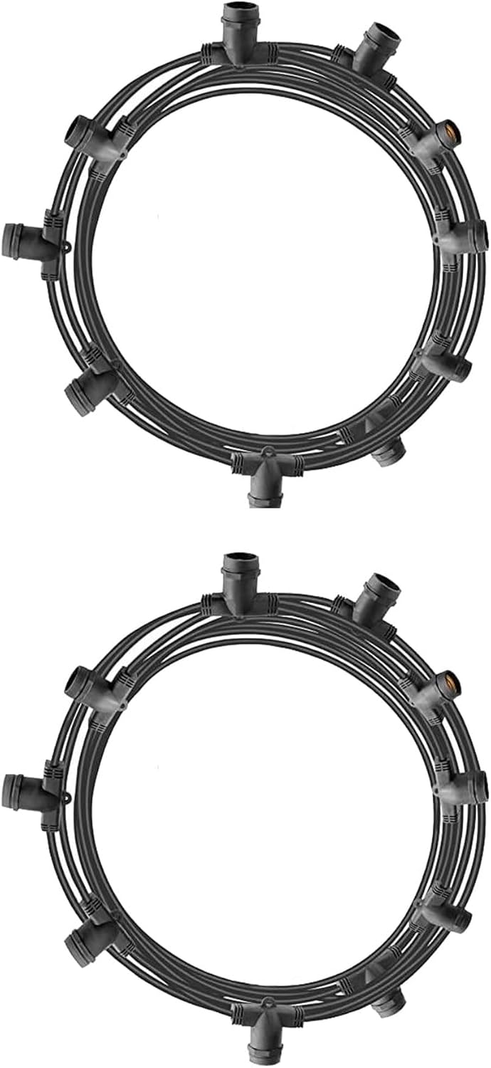 Set 2 Catene Luminose Esterno 20m Totali (2x10m) con 20 Portalampade E27, Estensibili, IP54 Impermeabili, Spina Schuko, Senza Lampadine – Per Giardino, Gazebo, Feste, Matrimoni