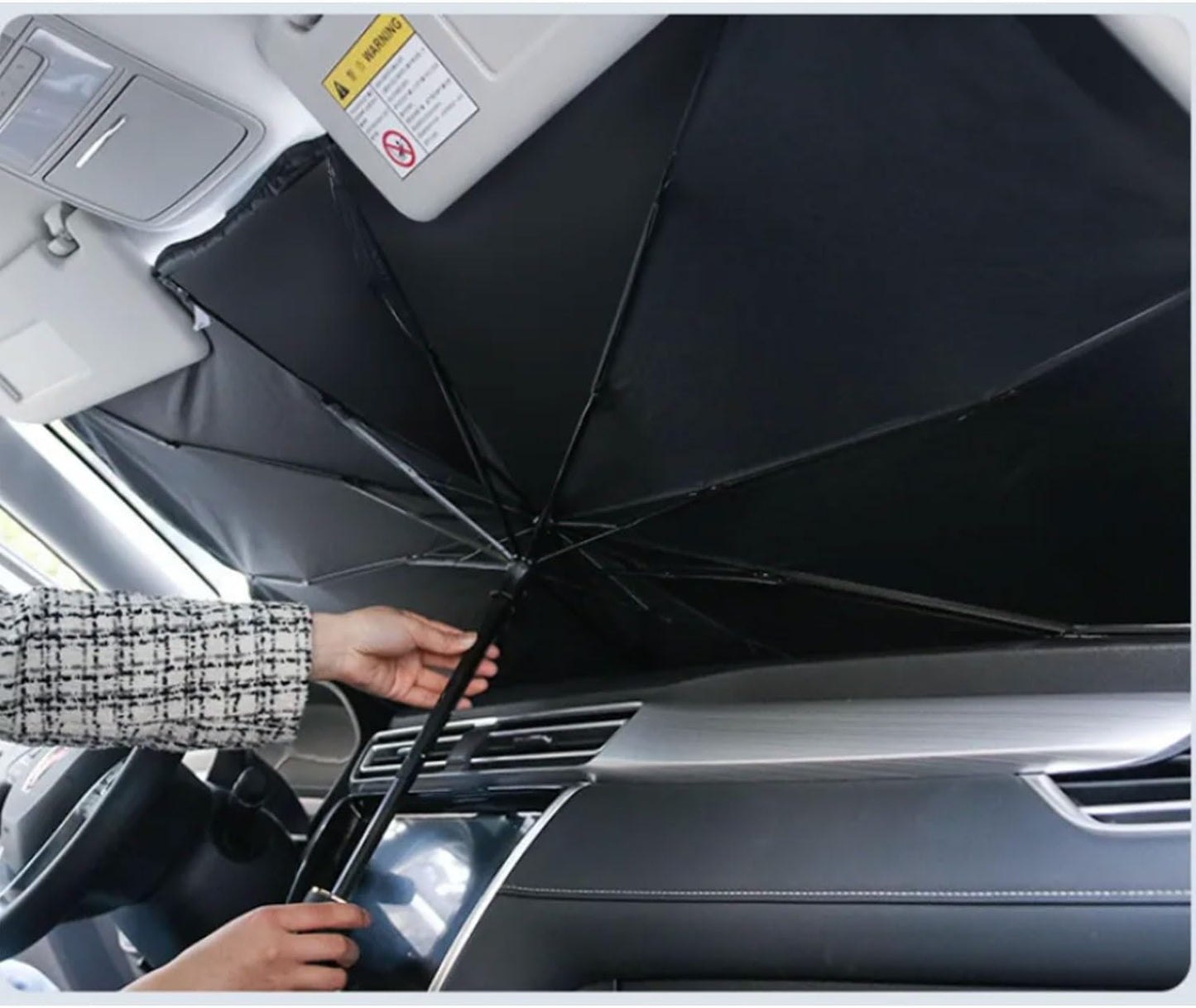 2 PEZZI Parasole auto ad ombrello, parabrezza interno auto ombrello con apertura rapida, parasole per auto protezione dal sole raggi UV 130x75 cm