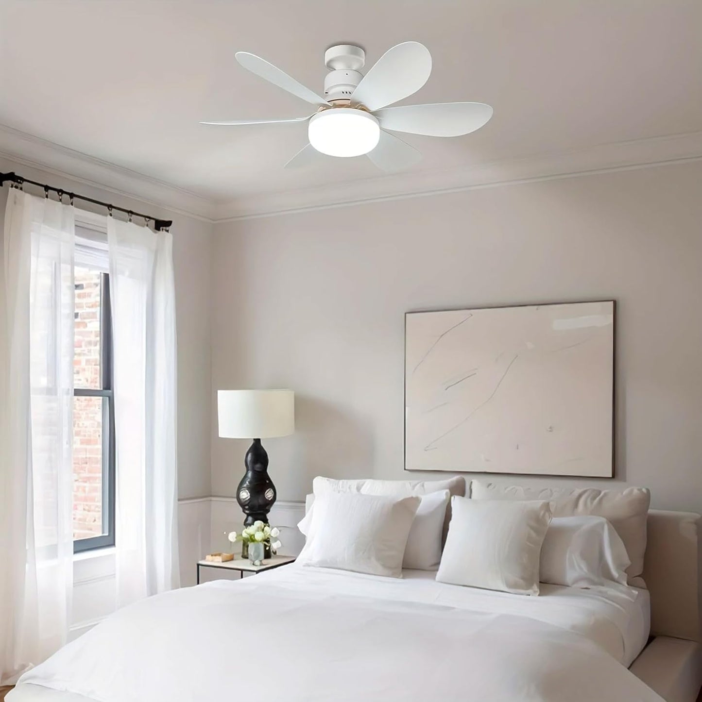2 PEZZI ventilatore da soffitto con luce, ventilatore da soffitto con attacco lampadina E27 e telecomando, lampadina a ventilatore con 3 tonalità di colore