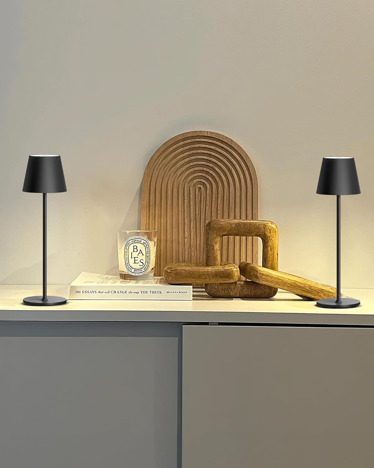 2 PEZZI LAMPADA DA TAVOLO SENZA FILI RICARICABILE, LAMPADA DA TAVOLO LED DIMMERABILE E CON 3 TONALITà DI LUCE, DIMMERABILE 3000-65000K ED IMPERMEABILE IP54