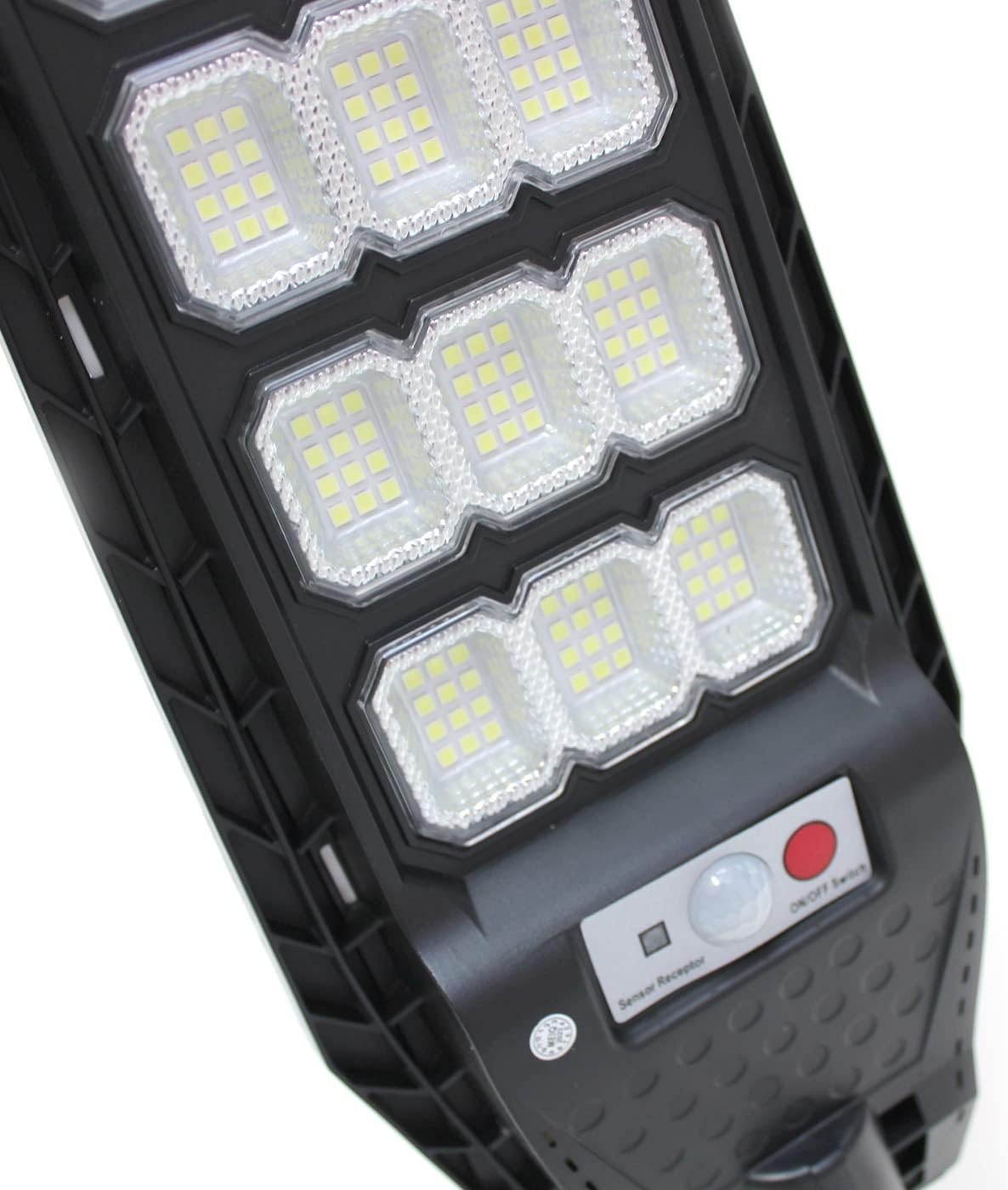 2 PEZZI lampione solare con 144 LED esterno 200W, con palo e telecomando, sensore di movimento e crepuscolare luce bianco freddo 6500k