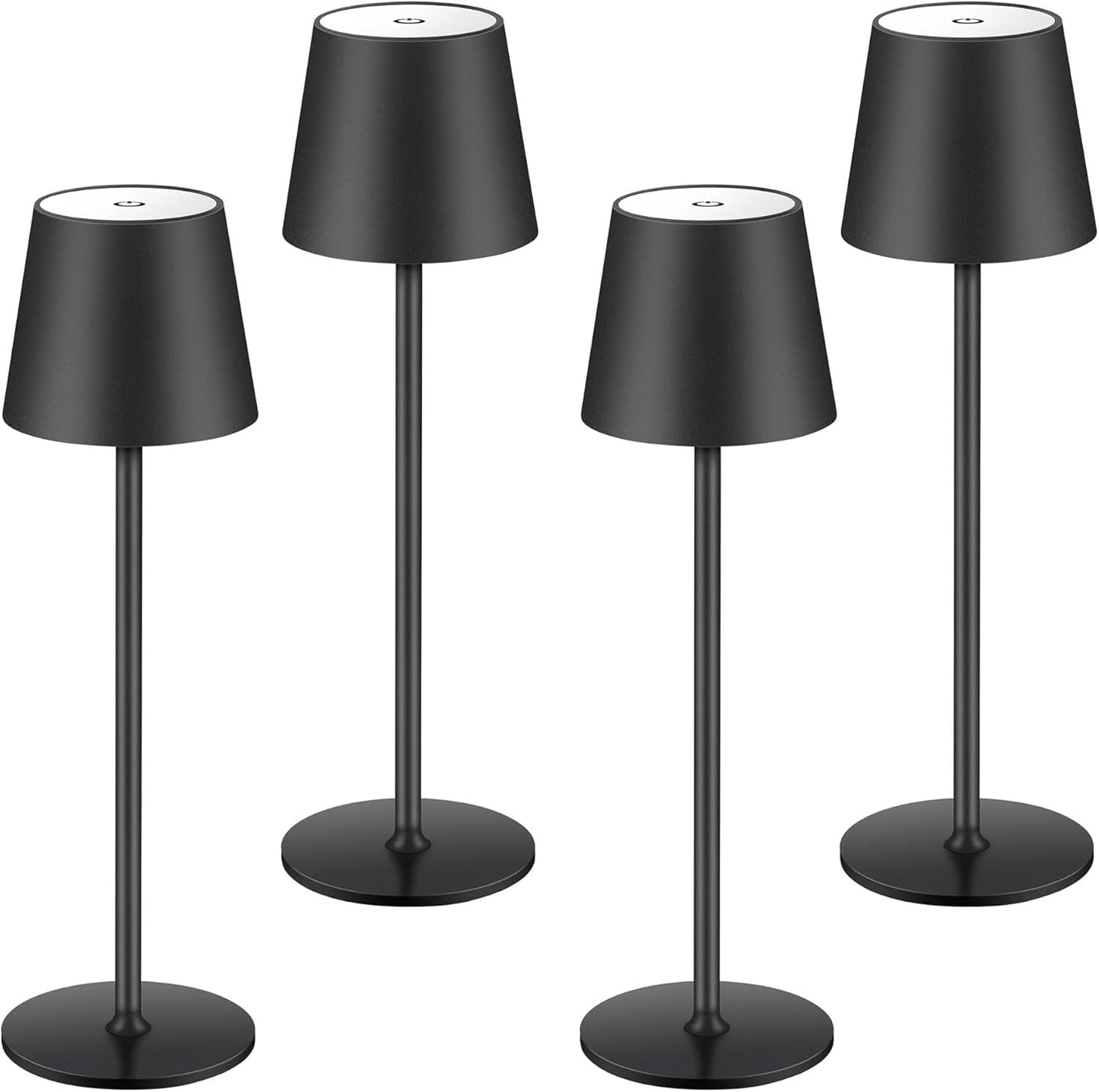 4 PEZZI LAMPADA DA TAVOLO SENZA FILI RICARICABILE, LAMPADA DA TAVOLO LED DIMMERABILE E CON 3 TONALITà DI LUCE, DIMMERABILE 3000-65000K ED IMPERMEABILE IP54