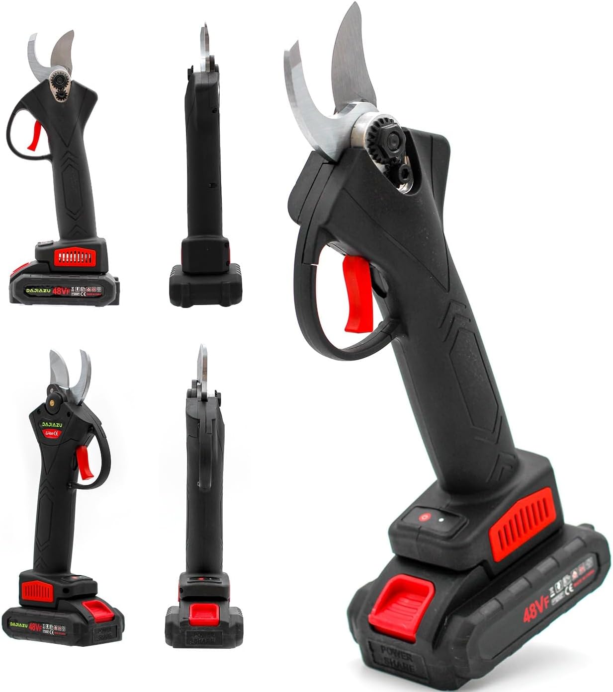 Forbici da Potatura Elettriche con 2 Batterie da 48V e Lama in Acciaio Inox, Set Completo con Valigetta