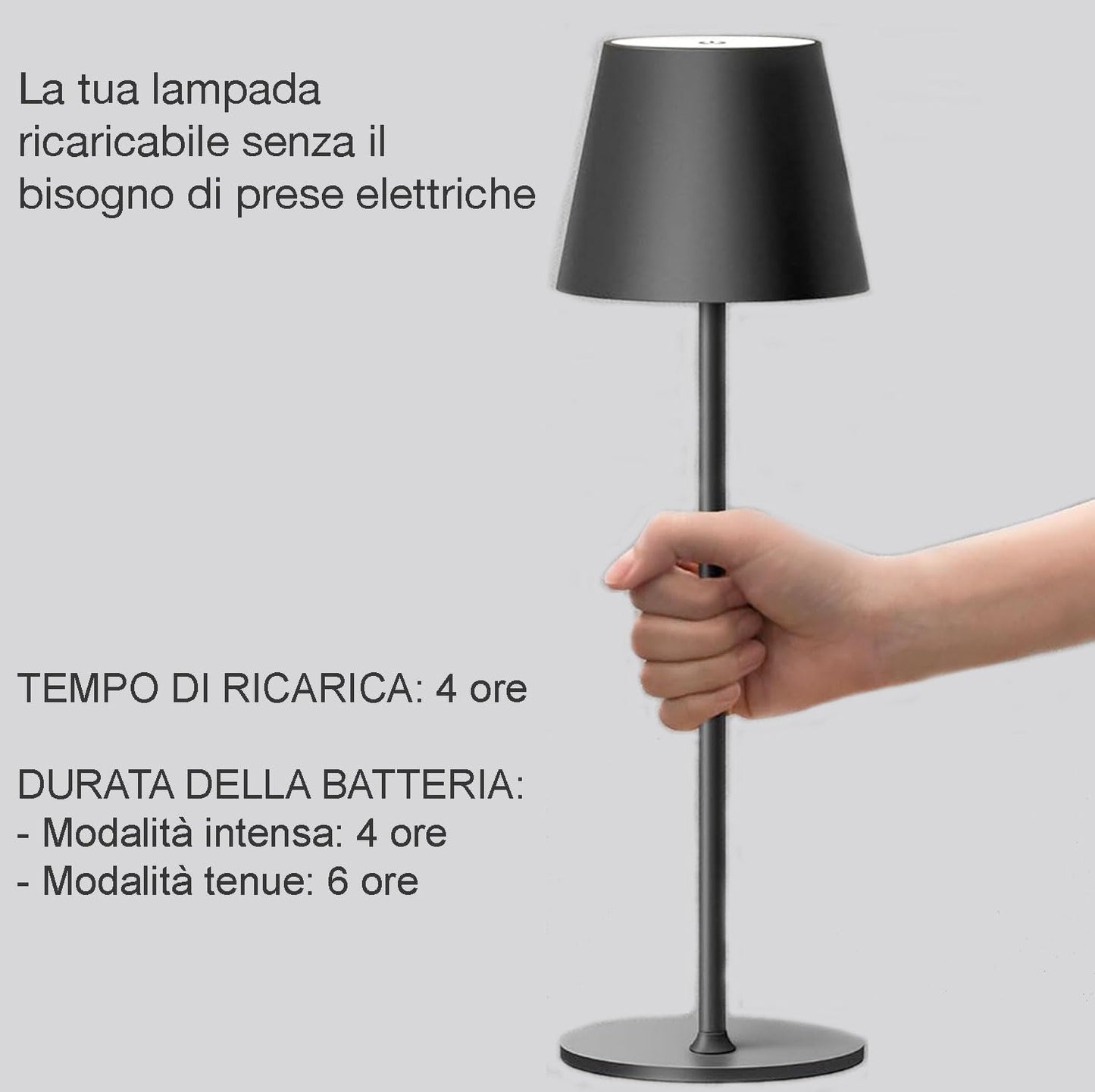2 PEZZI LAMPADA DA TAVOLO SENZA FILI RICARICABILE, LAMPADA DA TAVOLO LED DIMMERABILE E CON 3 TONALITà DI LUCE, DIMMERABILE 3000-65000K ED IMPERMEABILE IP54