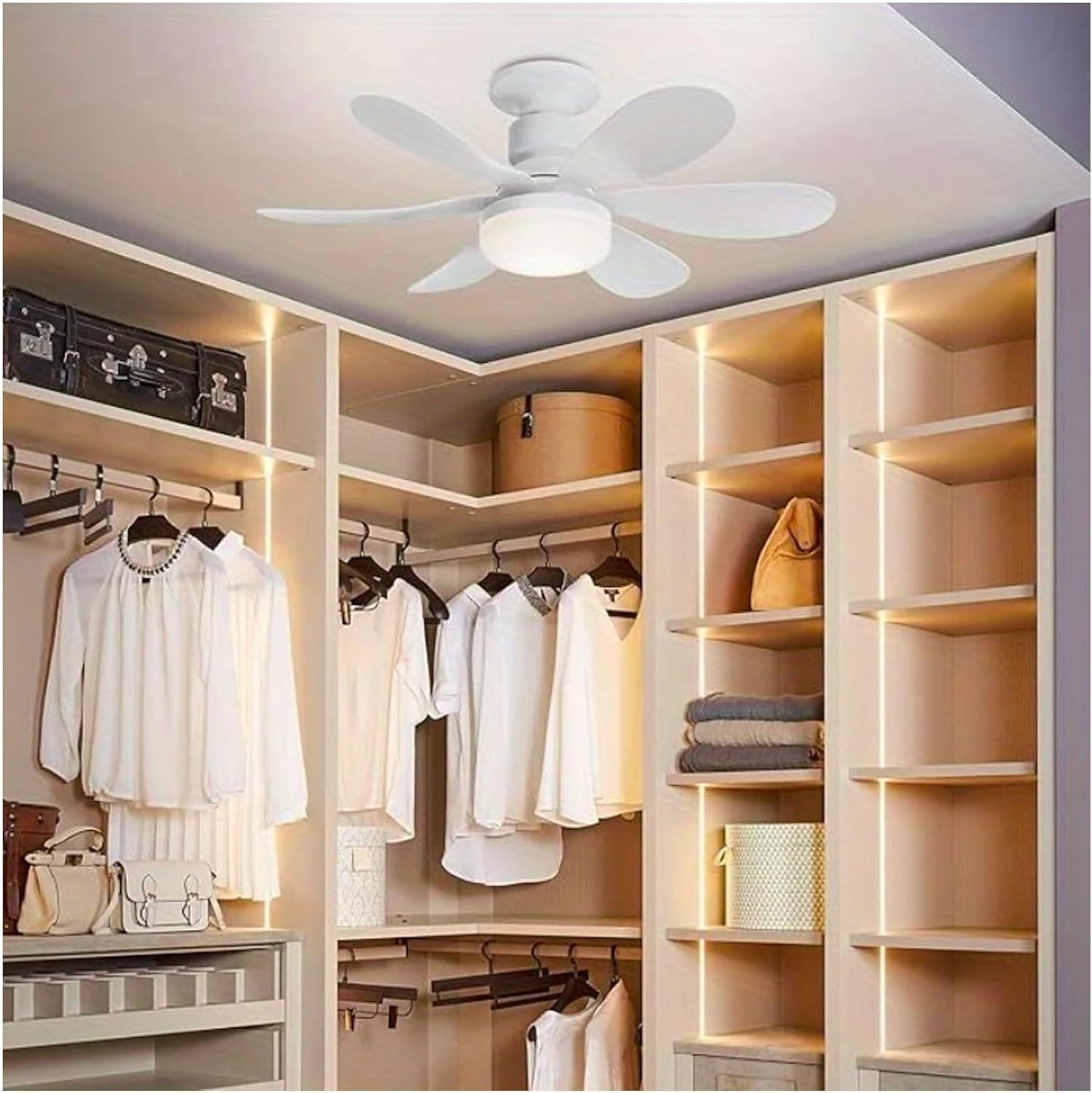 2 PEZZI ventilatore da soffitto con luce, ventilatore da soffitto con attacco lampadina E27 e telecomando, lampadina a ventilatore con 3 tonalità di colore