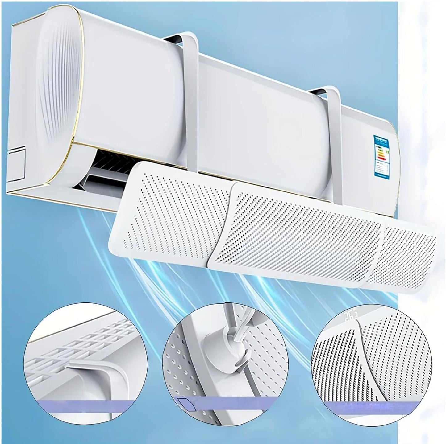 2 PEZZI Deflettore per Condizionatore Universale, Portatile Regolabile Parabrezza Deflettore Aria Condizionata Scudo per Condizionatori da Parete per Casa/Ufficio/Camera/Soggiorno (Bianco)