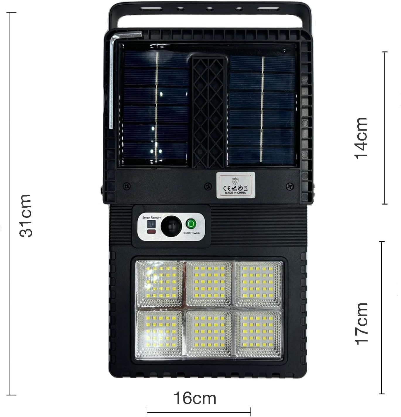 2 PEZZI Lampada solare da esterno 300W con sensore di movimento e sensore crepuscolare, Faretto led da esterno 150 Led, Faro led esterno con pannello solare integrato e telecomando