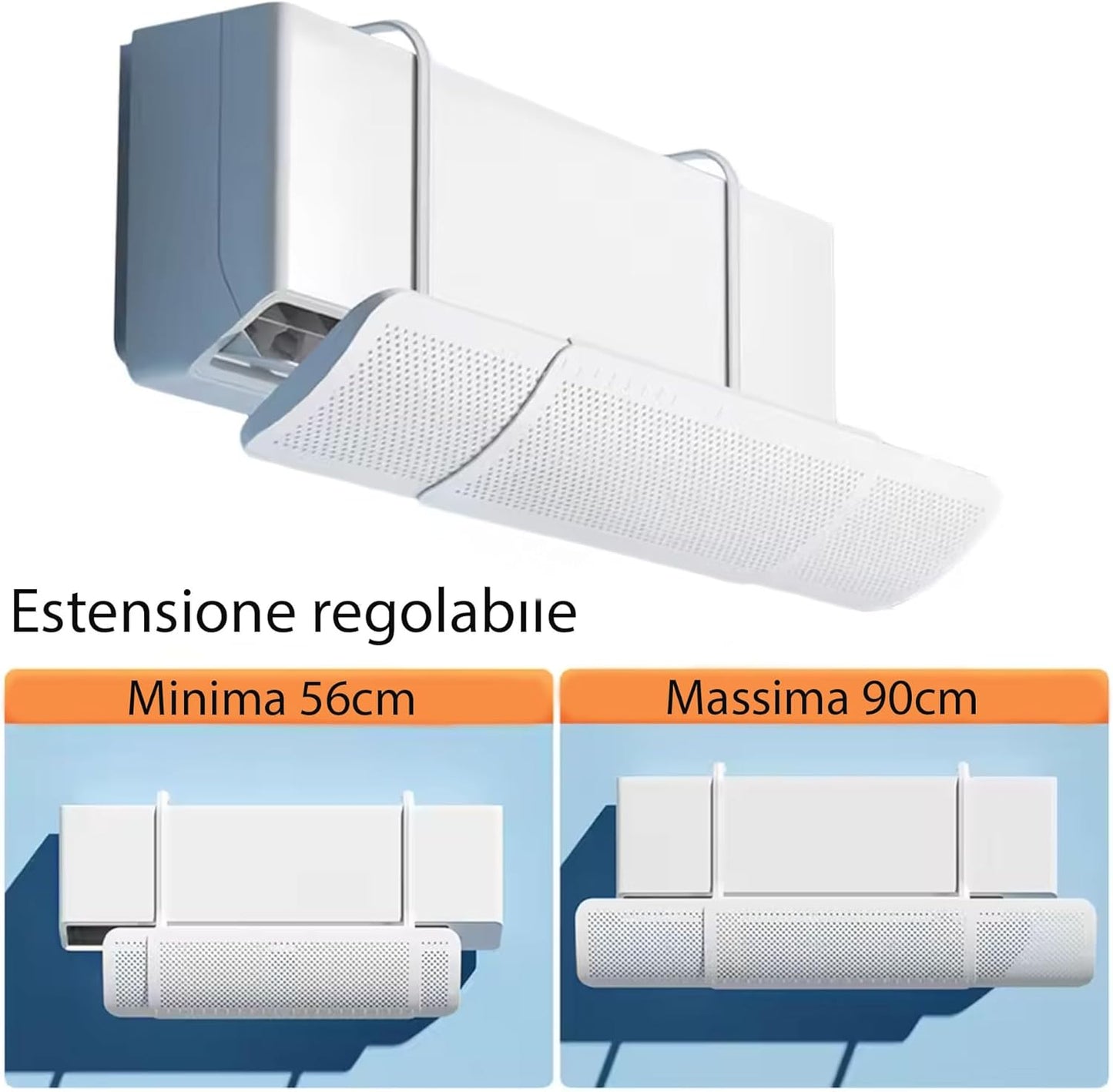 2 PEZZI Deflettore per Condizionatore Universale, Portatile Regolabile Parabrezza Deflettore Aria Condizionata Scudo per Condizionatori da Parete per Casa/Ufficio/Camera/Soggiorno (Bianco)