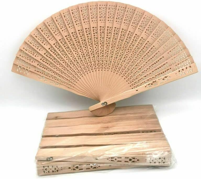 60 VENTAGLI di Legno Chiaro Intagliato Decorato per Matrimoni Compleanni Eventi Idea SPOSI Wedding Sposa