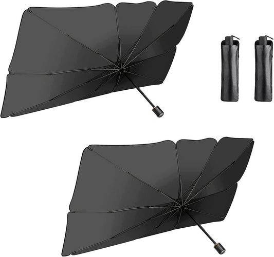 2 PEZZI Parasole auto ad ombrello, parabrezza interno auto ombrello con apertura rapida, parasole per auto protezione dal sole raggi UV 130x75 cm
