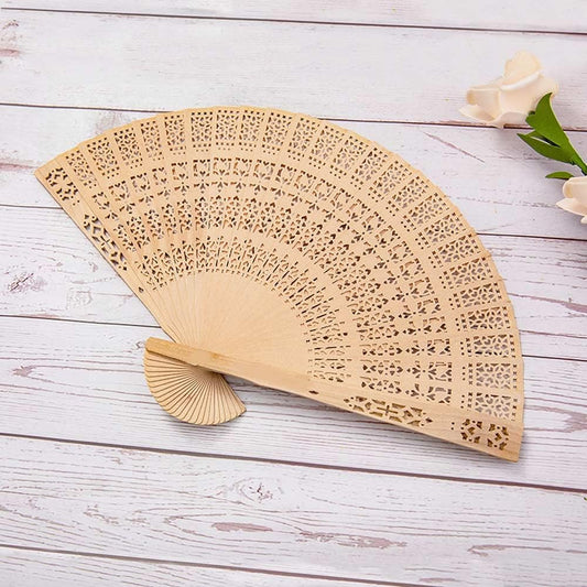 60 VENTAGLI di Legno Chiaro Intagliato Decorato per Matrimoni Compleanni Eventi Idea SPOSI Wedding Sposa