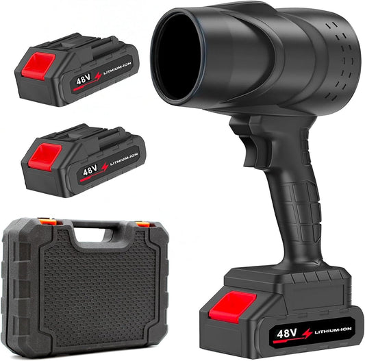 Soffiatore a Batteria 48v, Soffiatore per Foglie con Turbocompressore, Velocità dell'Aria fino a 290 km/h, Dotato di 2 Batterie da 48V 15000 mAh